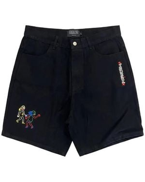 PAS DE MER Pantalones Vaqueros Cortos Sbugnine Con Bordado Gráfico - Azul