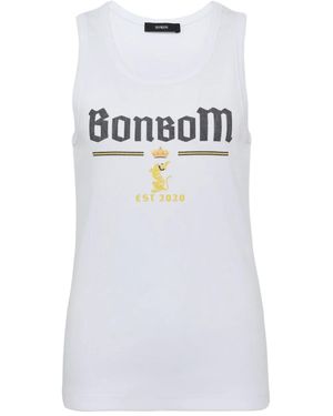 BONBOM Top Con Stampa Logo - Bianco