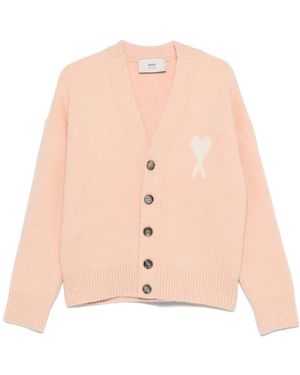 Ami Paris Ami De Coeur Button Cardigan - Pink