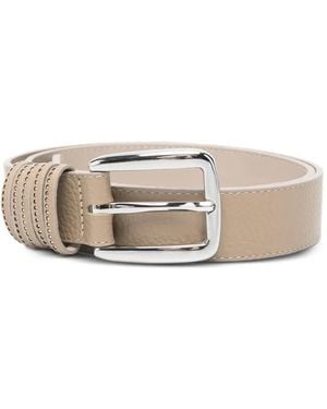 Peserico Textured-Leather Buckle Belt - Natural