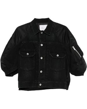 Sacai Nylon And Denim Jacket - Black