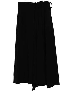 Yohji Yamamoto Pantalon Évasé Ry Lawn L À Fronces - Black