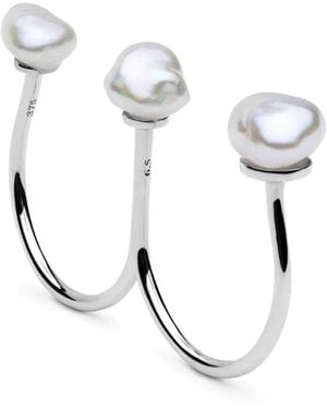 AUTORE MODA Anillo Sophia En Oro De 9 Ct Con Perla - Blanco