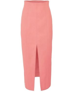 Carolina Herrera Denim High Waist Midi Skirt - Pink