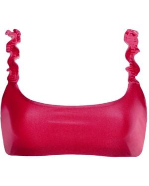Agua Bendita Ruffled-Strap Bikini Top - Pink
