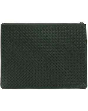 Dragon Diffusion A4 Woven Leather Clutch Bag - Green
