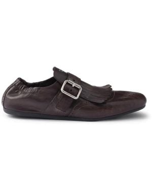 Prada Fringed Buckle Shoes - White