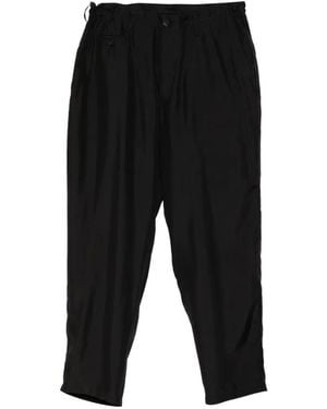 Yohji Yamamoto Elasticated-Waistband Tapered Trousers - Black