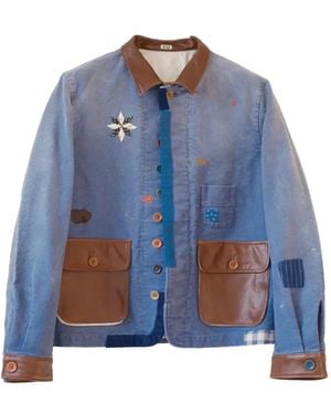 KHOKI Chaqueta Con Ribete De Cuero Y Detalle Patchwork - Azul