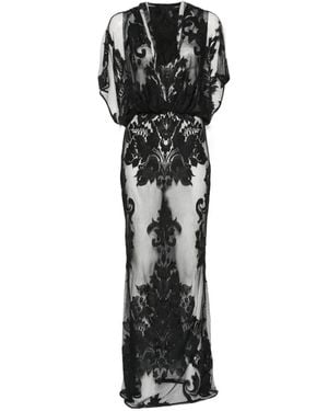Norma Kamali Lace-Embroidered Hooded Maxi Dresses - Zwart