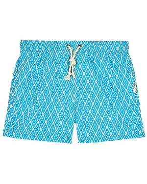 GASSA D'AMANTE Praiano Geometric-Print Swim Shorts - Blue