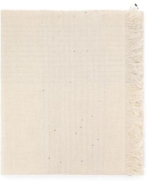 Peserico Check-Pattern Sequin-Embellished Scarf - Neutro