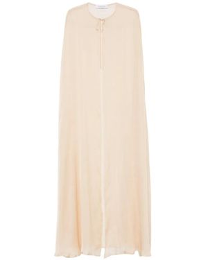 Raquel Diniz Tie-Fastening Semi-Sheer Cape - White