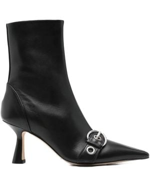 Aeyde Spitze Stiefel mit Schnallendetail 80mm - Schwarz