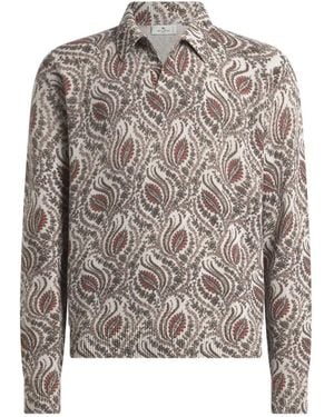 Etro Jacquard Foliage Motif Jumper - Grey
