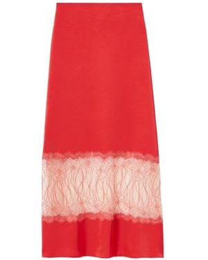 Claudie Pierlot Jupe Trapèze En Dentelle - Rouge