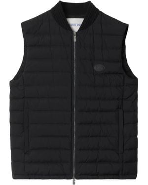 Burberry Down Vest With Logo - Black