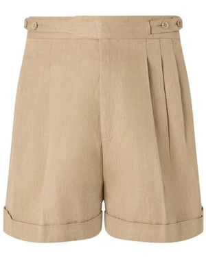ZEGNA Pleated Linen Shorts - Natural
