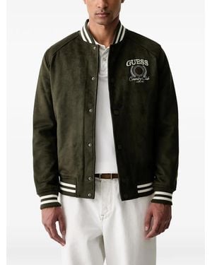 Guess Logo-Embroidered Bomber Jacket - Black