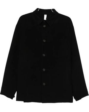 Hevò Button-Down Shirt Jacket - Black