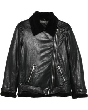 Superdry Shearling-Collar Biker Jacket - Black