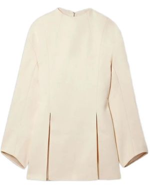 KHAITE Mahni Pleated Long-Sleeve Top - Natural