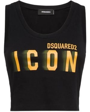 DSquared² Icon Blur Cropped Tank Top - Black