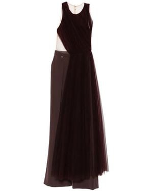 Elisabetta Franchi X Pronovias Pleated Tulle-Overlay Jumpsuit - Purple