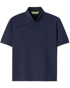 Shanghai Tang Horse-Detail Polo Top - Blue