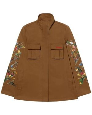 Off-White c/o Virgil Abloh Aarrow Floral Twill Jacket - Brown