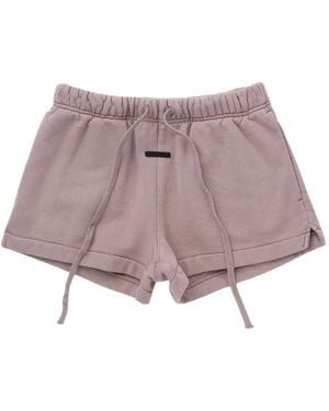Fear Of God Essentials Drawstring-Waist Logo-Patch Cotton Mini Shorts - Purple