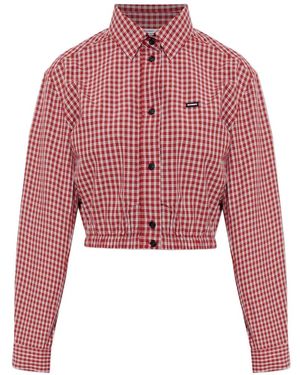 Vetements Checked Cropped Top - Red