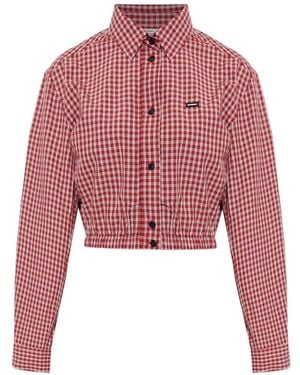 Vetements Checked Cropped Top - Red