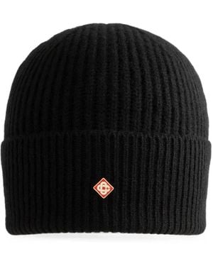 CASABLANCA Gerippte Beanie Mit Logo-Patch - Schwarz