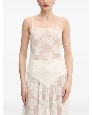 Bardot Hildie Sheer Lace Spaghetti-Strap Sleeveless Blouse - White