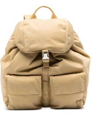 Ami Paris Ami De Coeur Buckle-Fastening Backpack - Natural