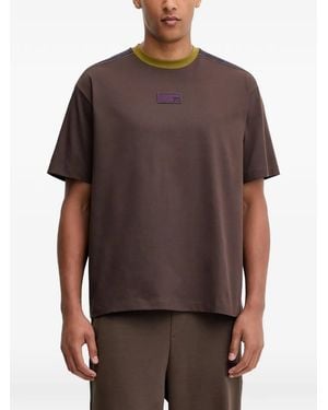 EA7 Contrast-Trim T-Shirt - Brown