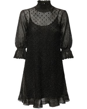 Chloé Ruffled High-Neck Mini Dress - Black