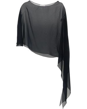 Antonelli Asymmetric Silk Blouse - Black