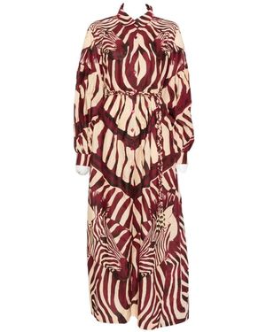 CONNOR & BLAKE Zebra-Print Braided-Belt Maxi Dress - White