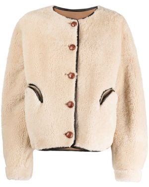 Blazé Milano Tatoosh Gliss Shearling Bomber Jacket - Natural