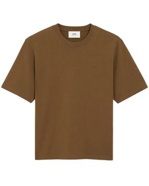 Ami Paris T-Shirt À Logo Embossé - Marron