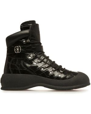 Bally Clyff Crocodile-Embossed Boots - Black