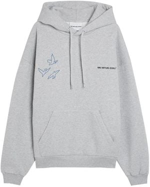 MKI Miyuki-Zoku Flight Bird-Embroidered Hoodie - Grey