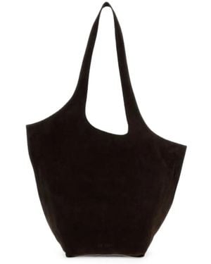The Attico Large Le Scoop Suede Tote Bag - Black
