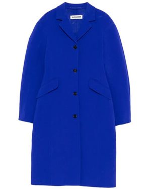 Jil Sander Button-Up Felted Coat - Blue