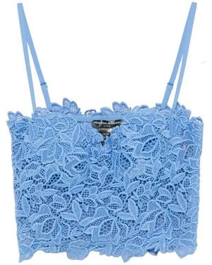 Ermanno Scervino Lace-Overlay Bustier Top - Blue