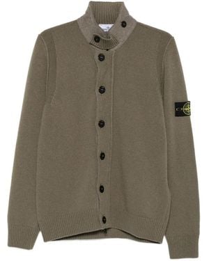 Stone Island Logo-Patch Button-Up Cardigan - Green