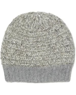 Peserico Sequin-Embellished Ribbed Hat - Grey