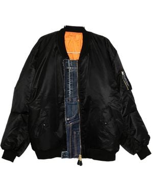 Marina Yee Denim-Patch Bomber Jacket - Black